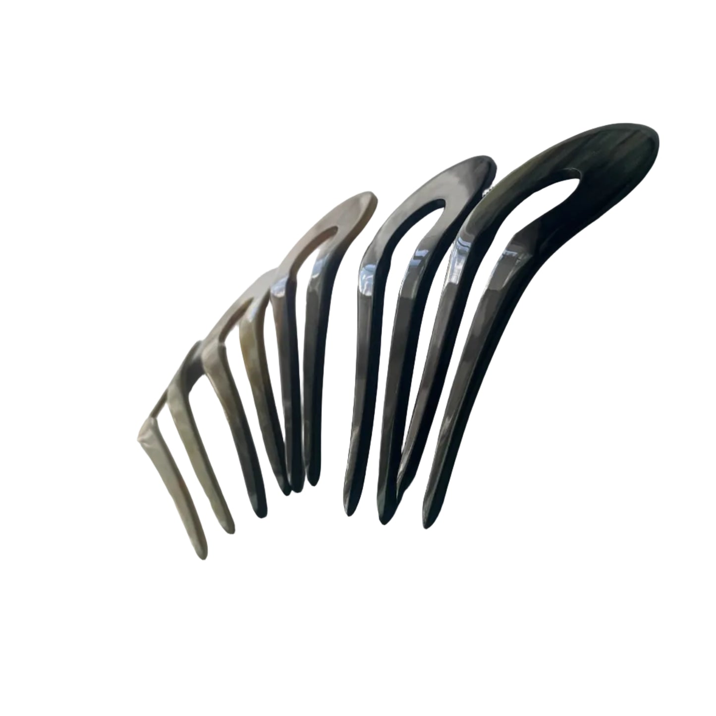 Buffalo Horn French Hair Pin — Hand‑Carved 2‑Prong Classic Style