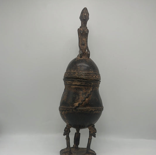 Dogon Ritual Container African brass figures handmade sculpture