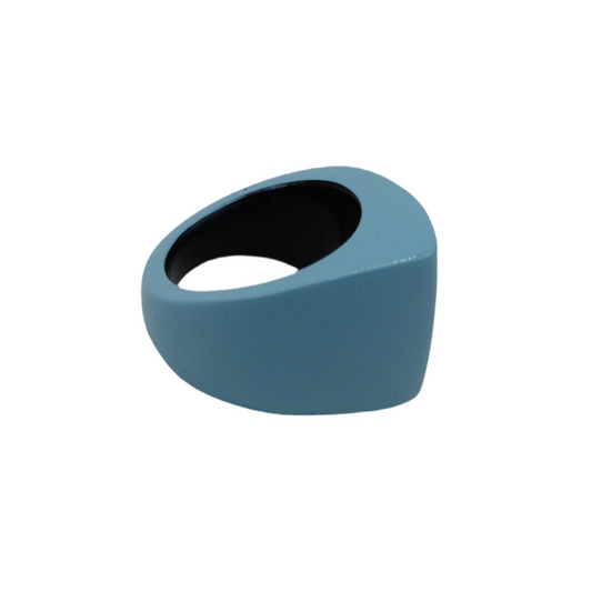 Turquoise Blue Lacquer Black Buffalo Horn Ring