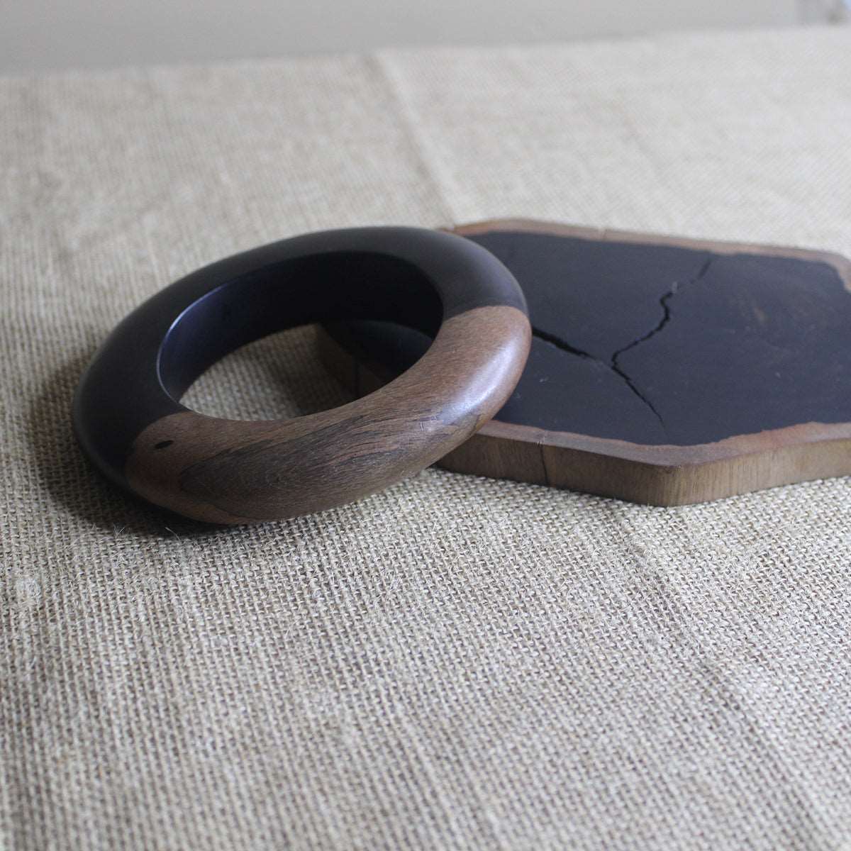 Ebony Wood hand carved Slip on Bangle