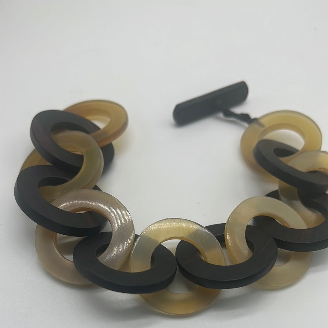 Ebony Wood & Horn Link Bracelet