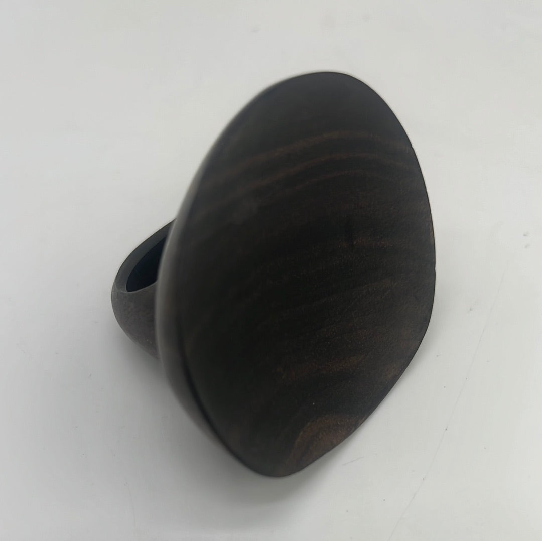 Oversized Sculpted Concave Ebony Wood  Ring