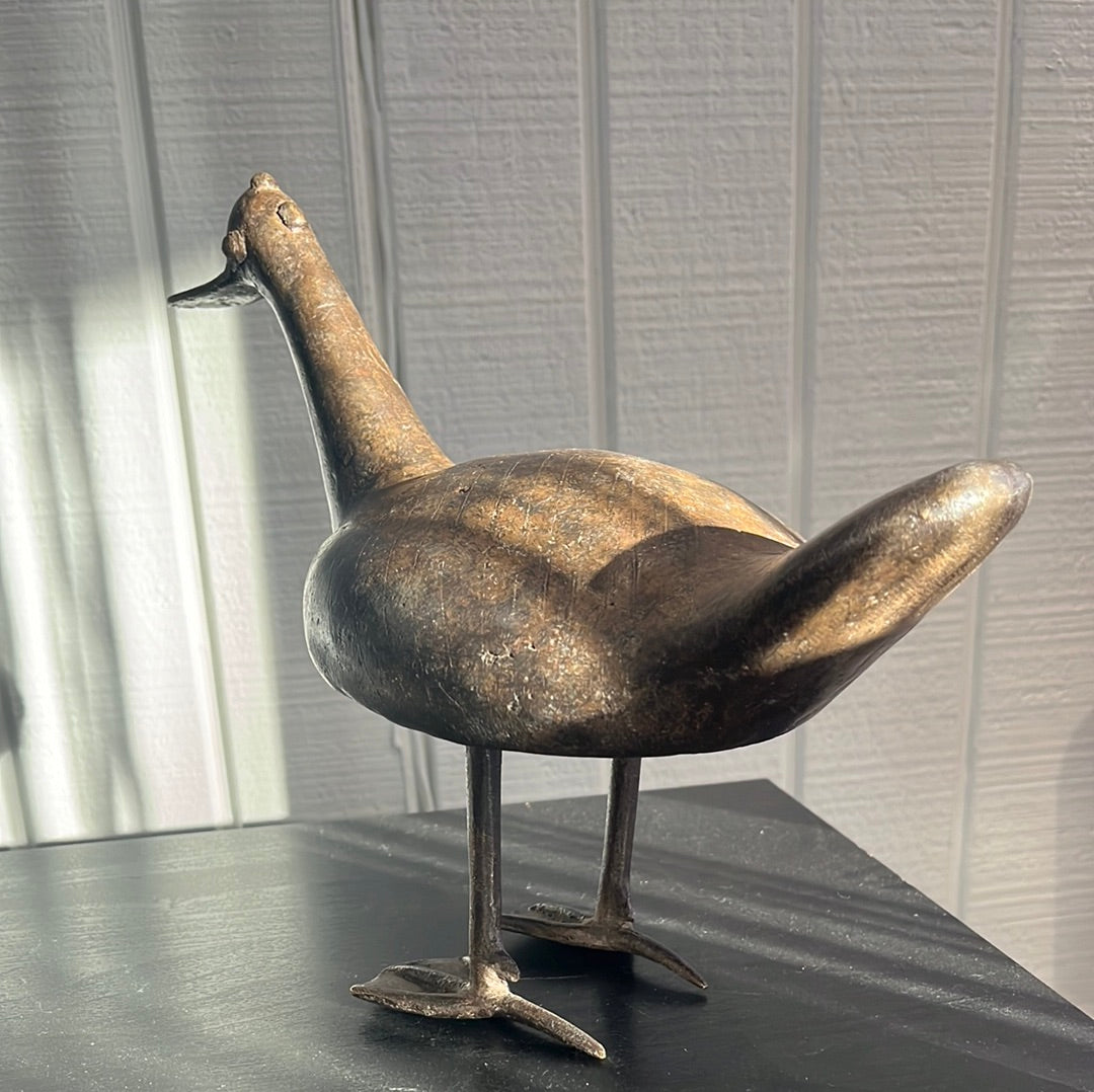 African bronze Duck figure handmade sculpture