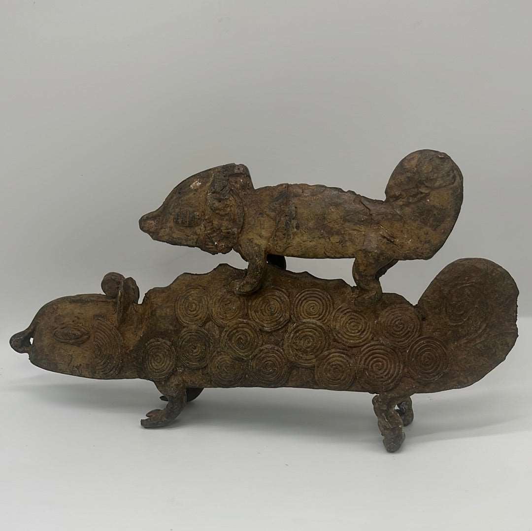 Stacked Animal African brass figure handmade stacked sculpture