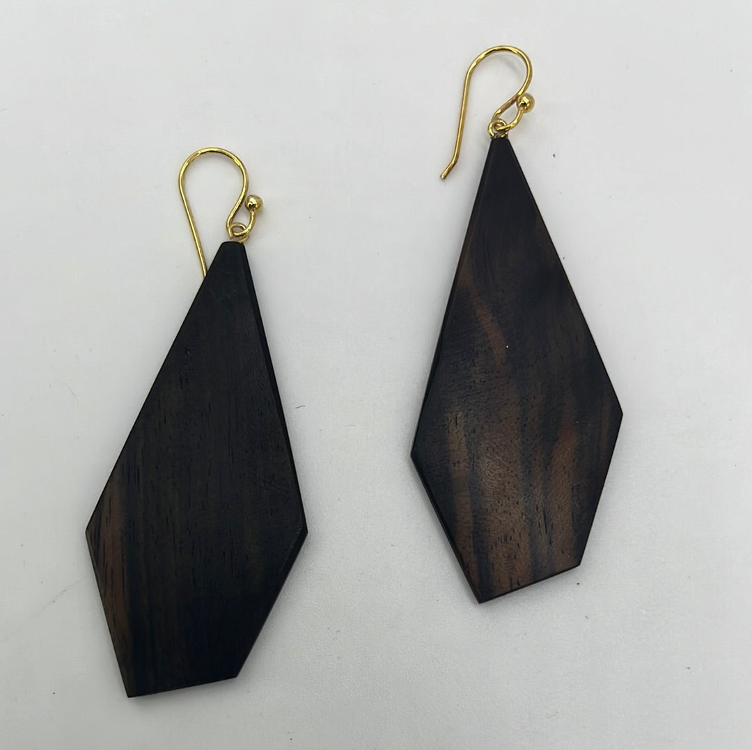 Geometric Ebony  Wood Earring