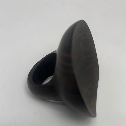 Oversized Sculpted Concave Ebony Wood  Ring