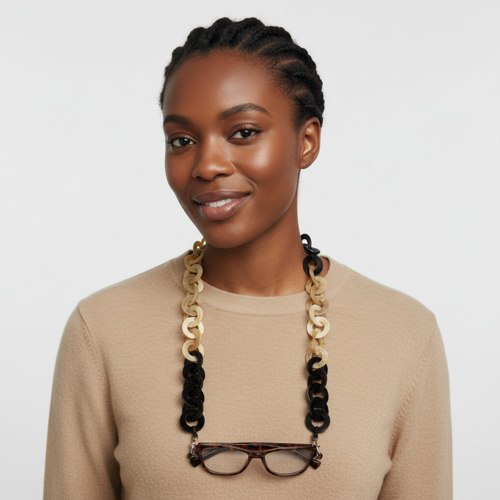 Buffalo Horn Link Eyeglass Holder – Artisan Carved & NYC Finished
