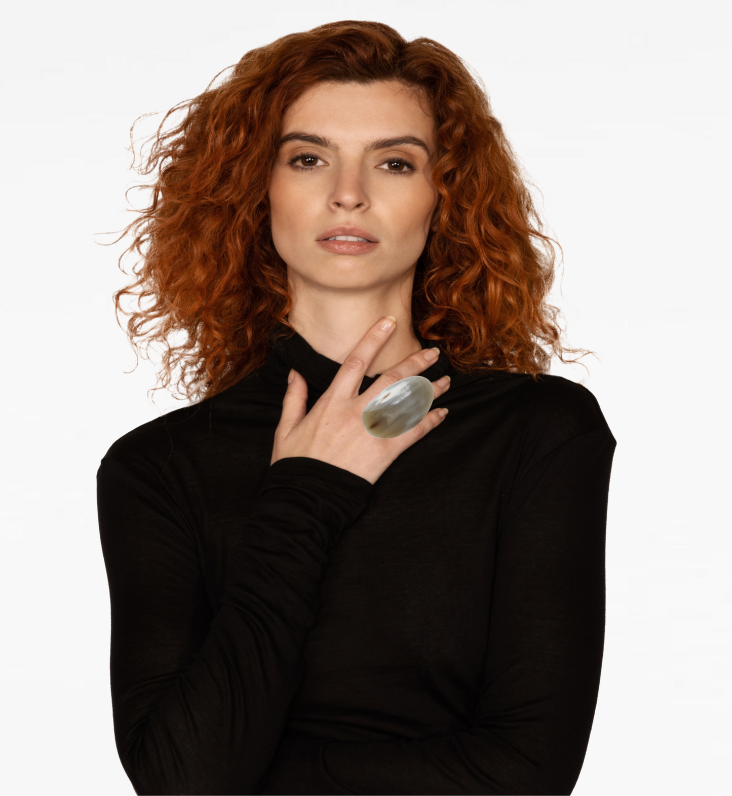 Handcrafted XL Oval Watusi Cattle Horn Knuckle Ring for Women