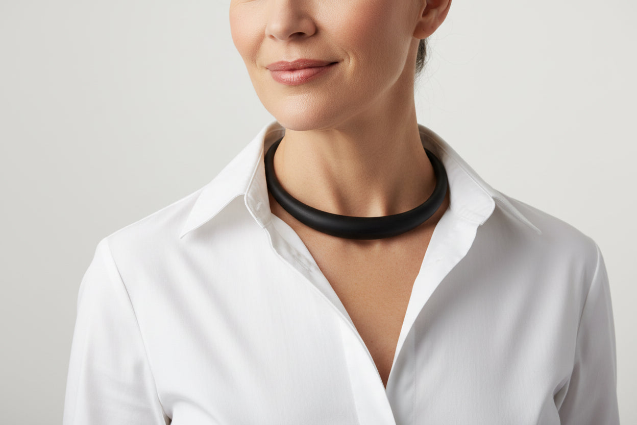 Handcrafted Ebony Wood Graduated Collar Necklace