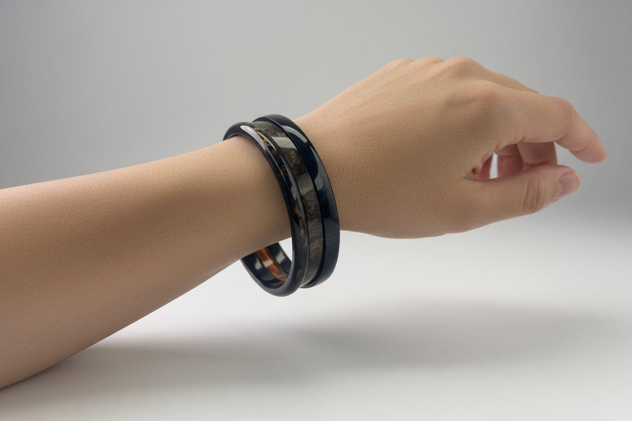 Handcrafted 3-Piece Buffalo Horn Bangle Set