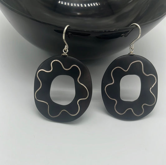 Wavy Ebony Wood Earring