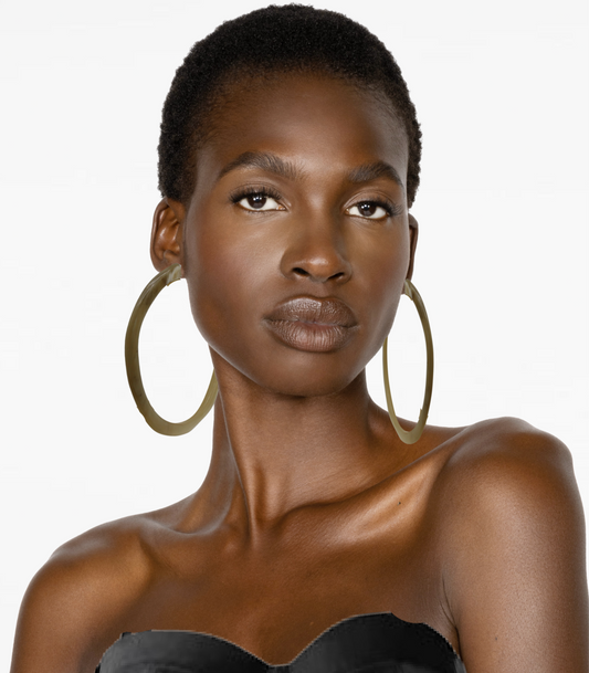 Handcrafted Oversized Watusi Cattle Horn Hoop Earrings - 90MM
