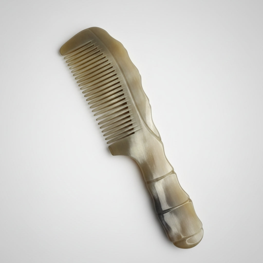 Handmade Buffalo Horn Fine Tooth Comb — Natural Polished Hair Comb (Black & Brown)