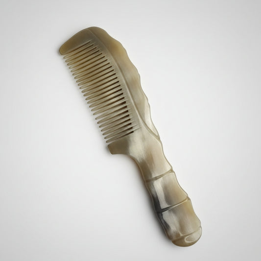 Handmade Buffalo Horn Fine Tooth Comb — Natural Polished Hair Comb (Black & Brown)