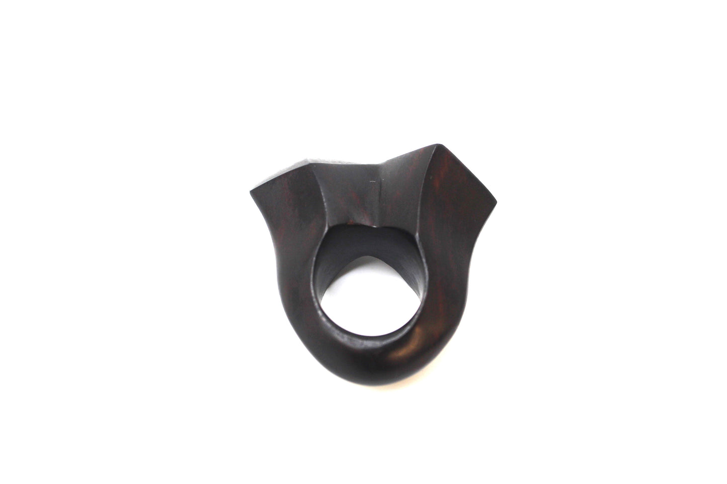 Handcrafted ebony wood ring double square design from Mali