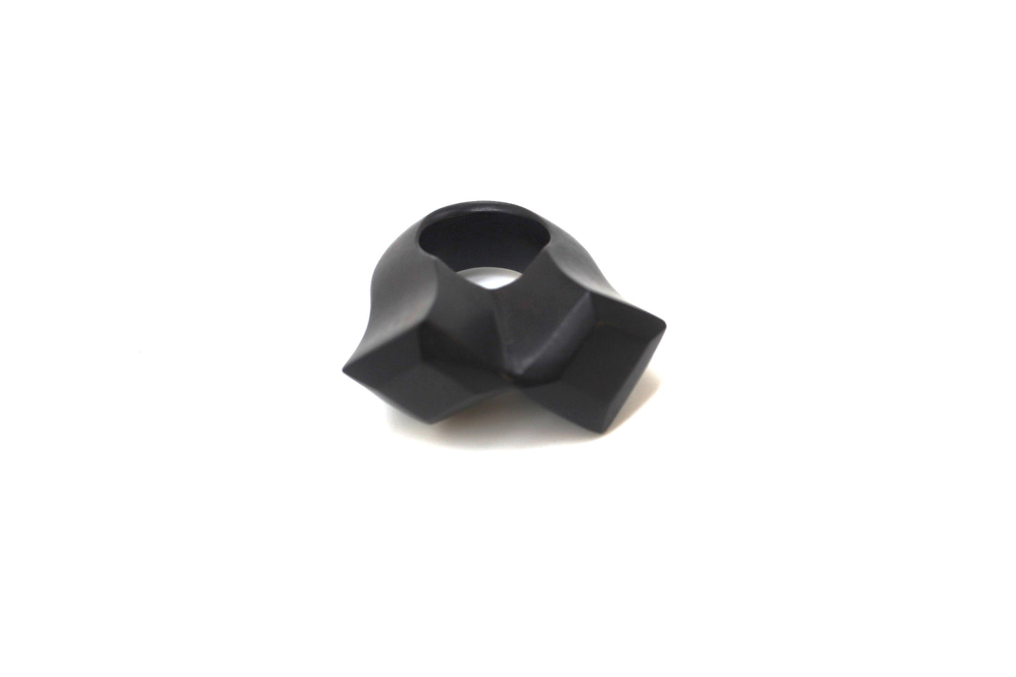 Handcrafted ebony wood ring double square design from Mali