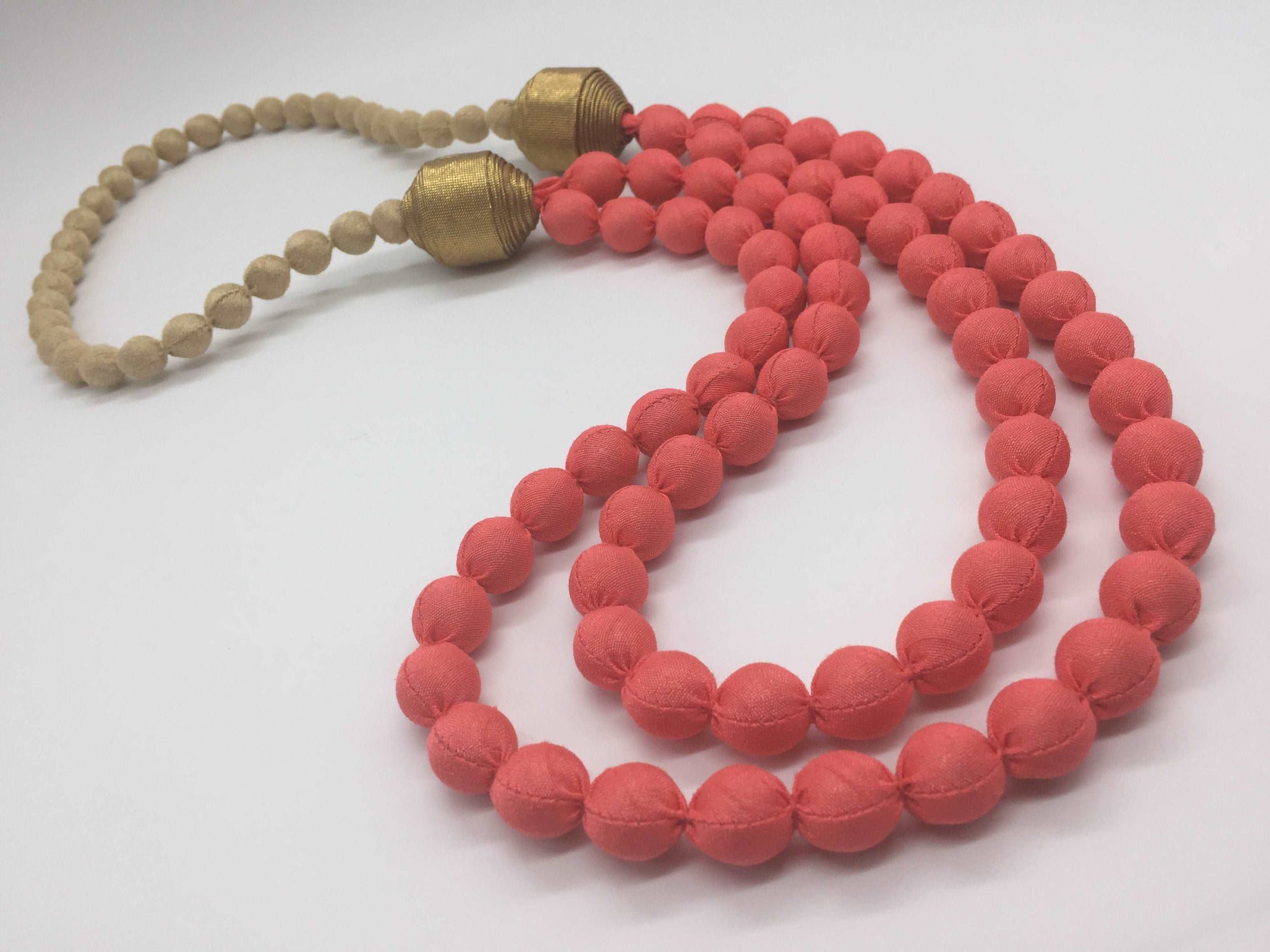 Natural Beauties Multistrand Beaded Necklace Coral Gold Kennedy 34"