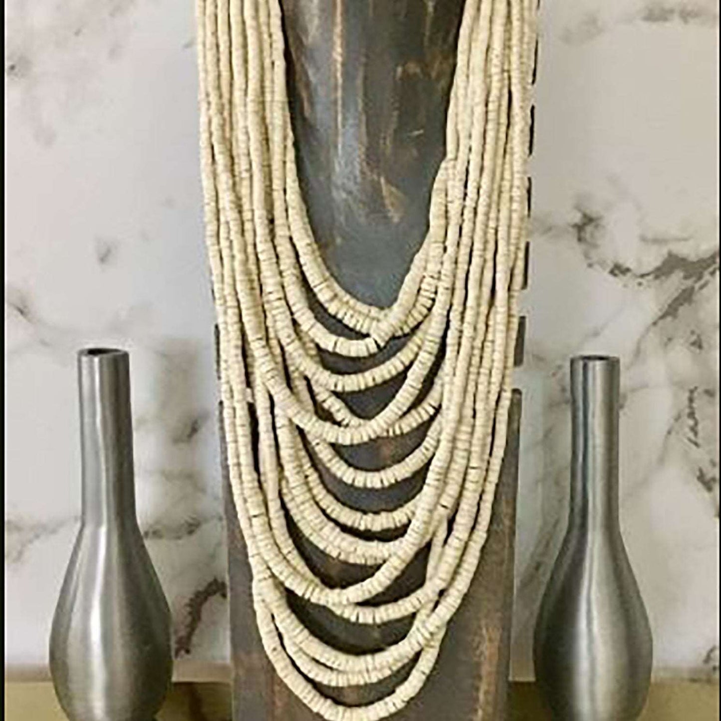 Natural Beauties Multistrand Statement Coconut Shell Necklace 26"