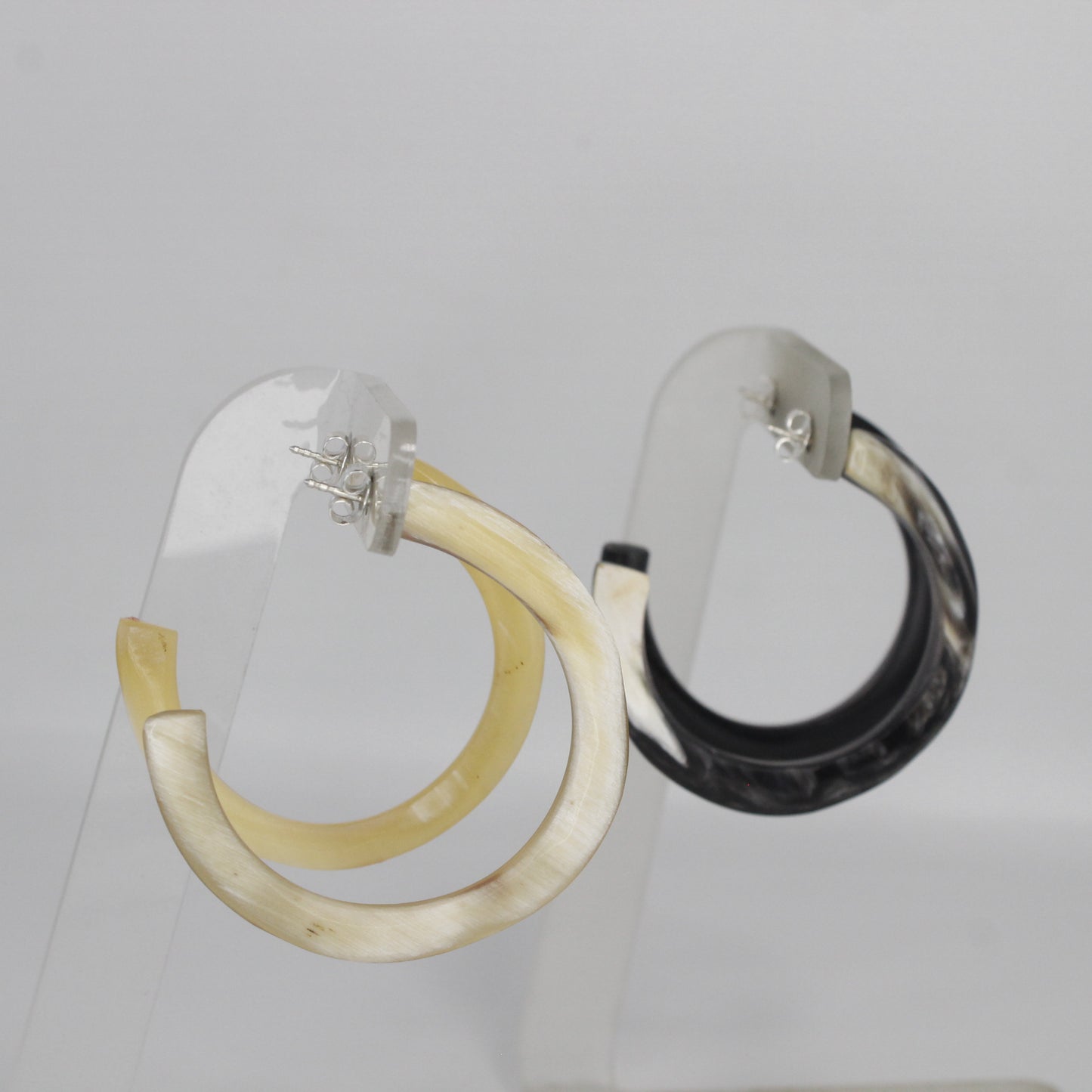 Handcrafted 55MM Horn C Hoop Earrings