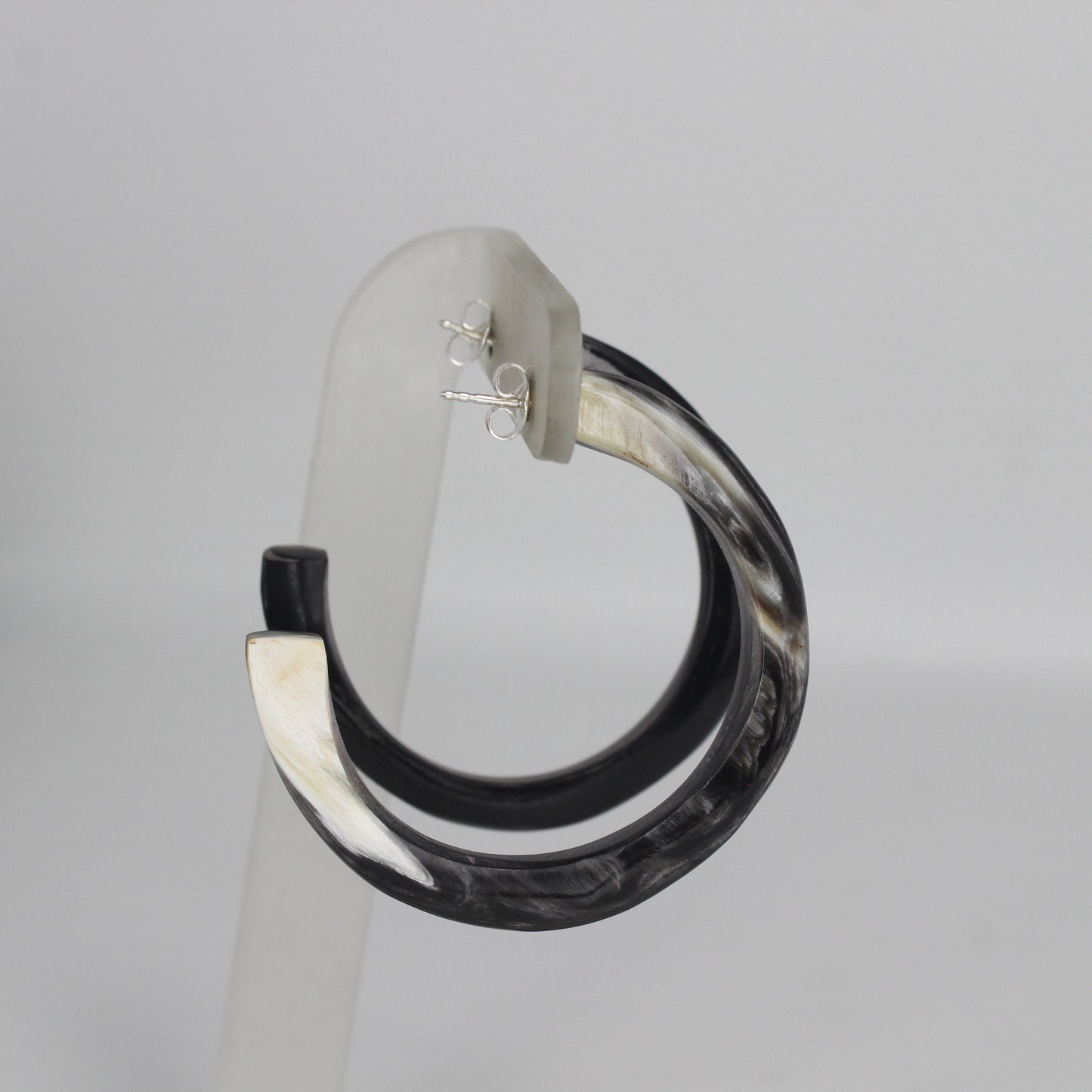 Handcrafted 55MM Horn C Hoop Earrings