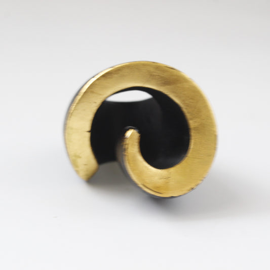 Handcrafted Ebony Wood Swirl Ring 24k Gold Leafing Mali