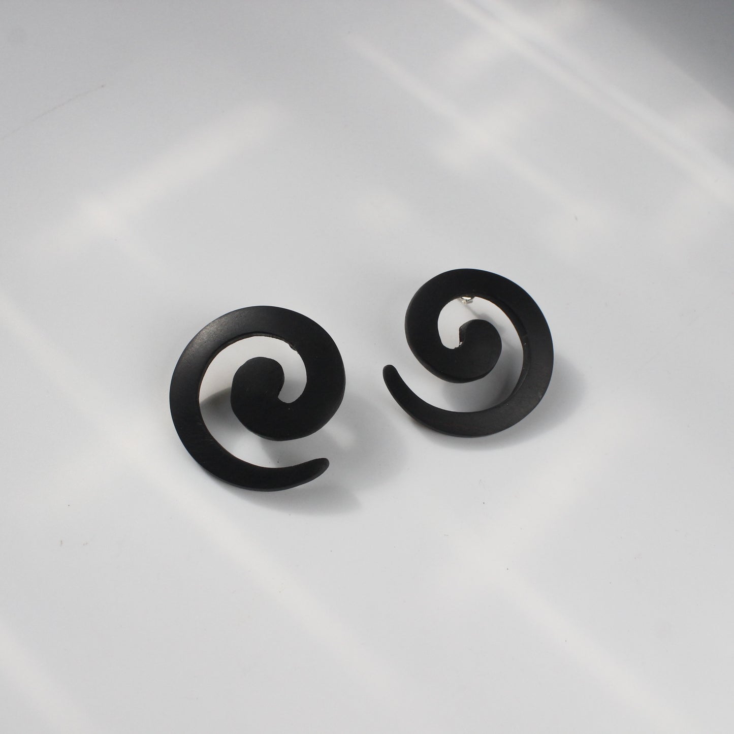 Handcrafted Ebony Wood Swirl Earrings from Mali