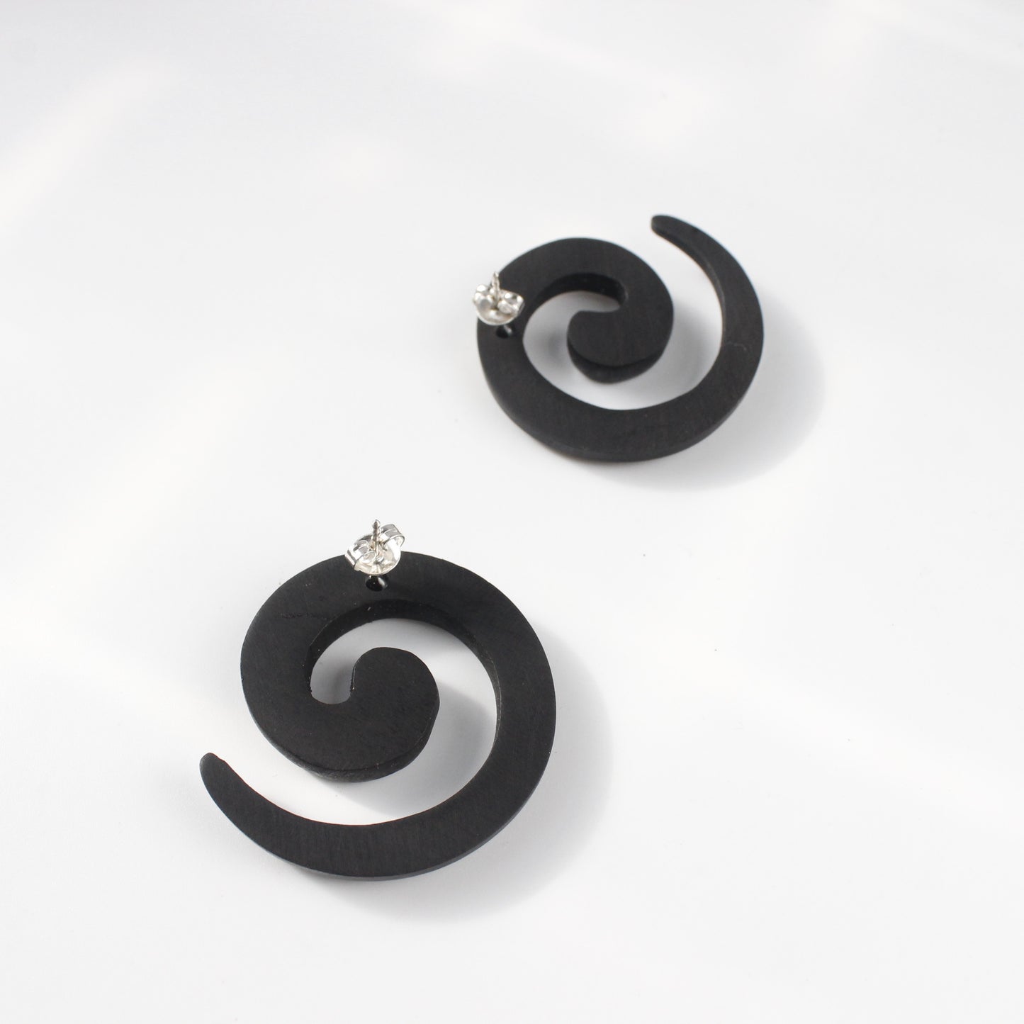 Handcrafted Ebony Wood Swirl Earrings from Mali