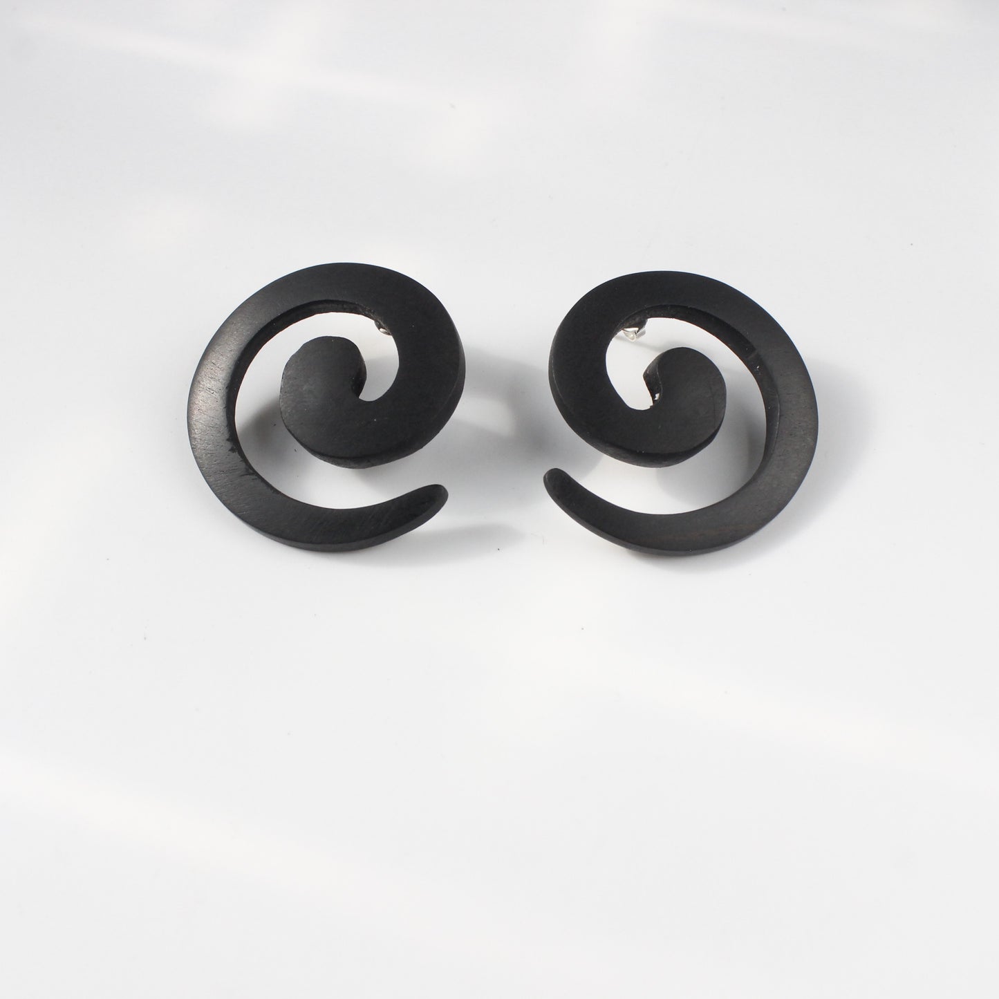 Handcrafted Ebony Wood Swirl Earrings from Mali