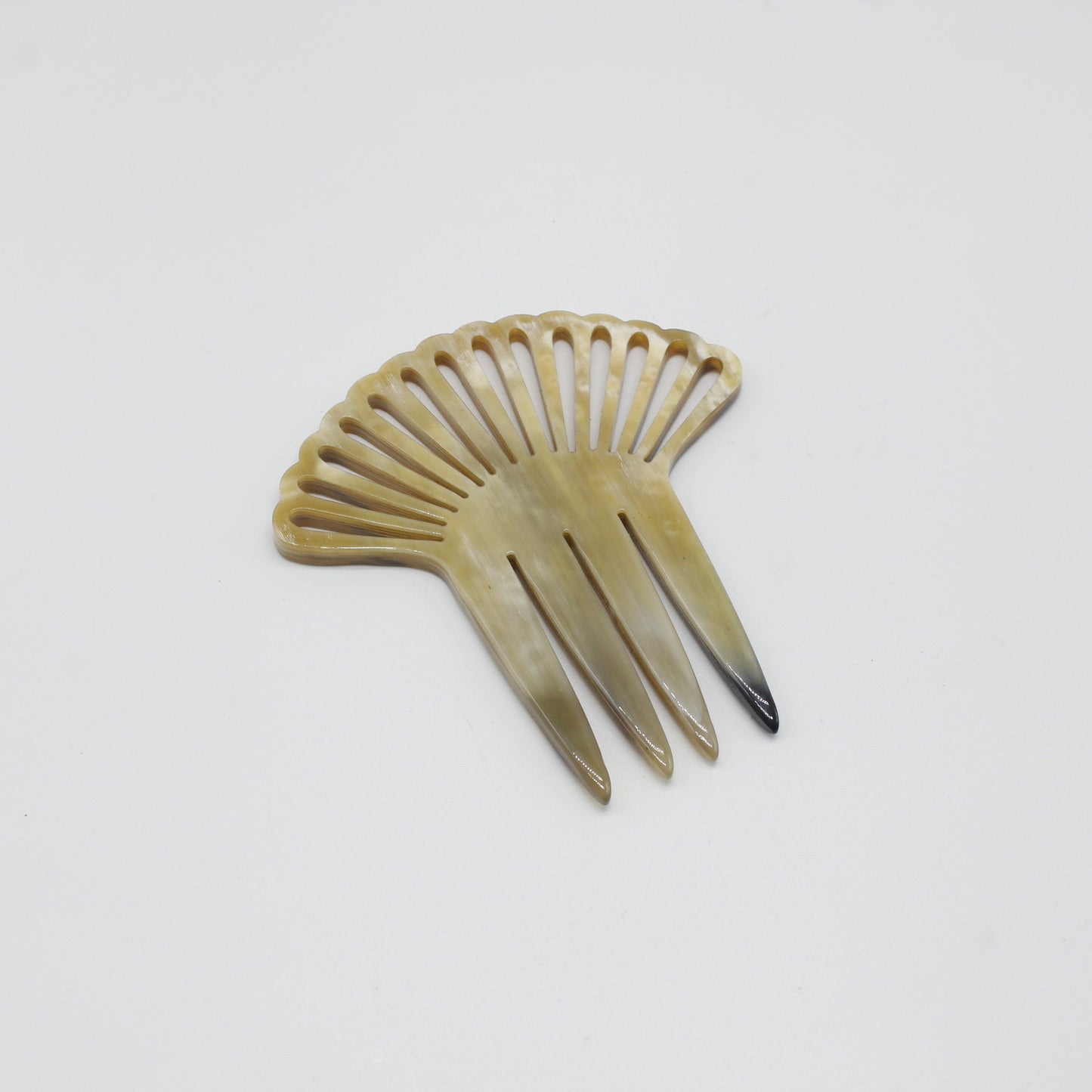 Buffalo Horn Fan Comb — Decorative Scalp Stimulator & Updo Styling Tool