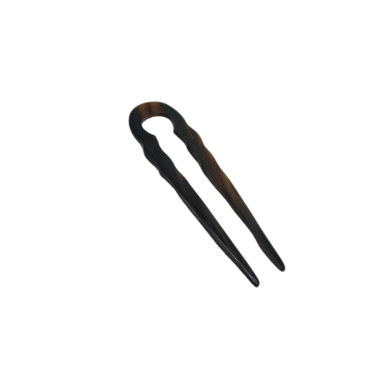 Buffalo Horn French Hair Pin — Classic 2‑Prong Handcrafted Style