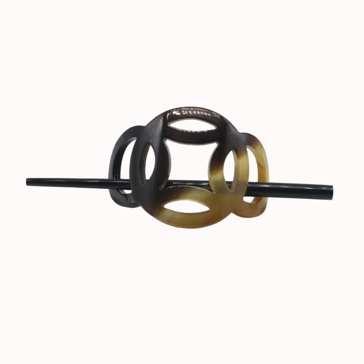 Buffalo Horn Hair Stick with Openwork Barrette — Handcrafted, Ethically Sourced Hair Accessory