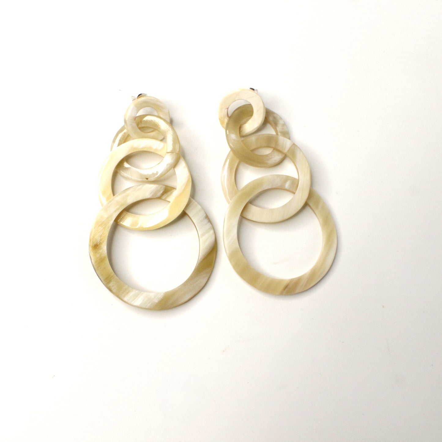 Handcrafted 4 Circle Horn Drop Earring