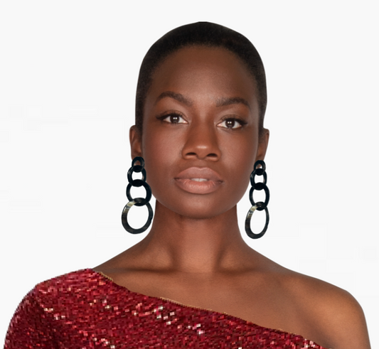 Handcrafted 4 Circle Horn Drop Earring