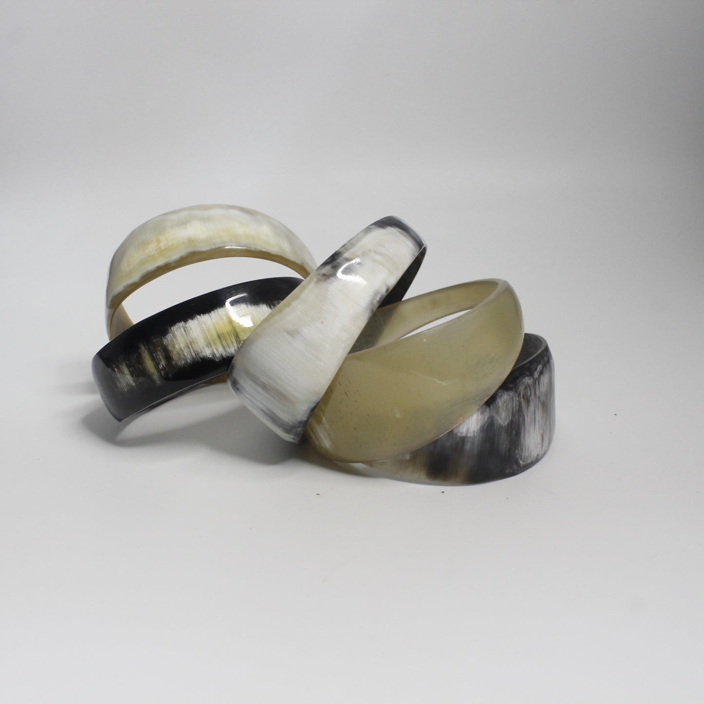 Handcrafted Horn Slip on 5 pc Bracelet set