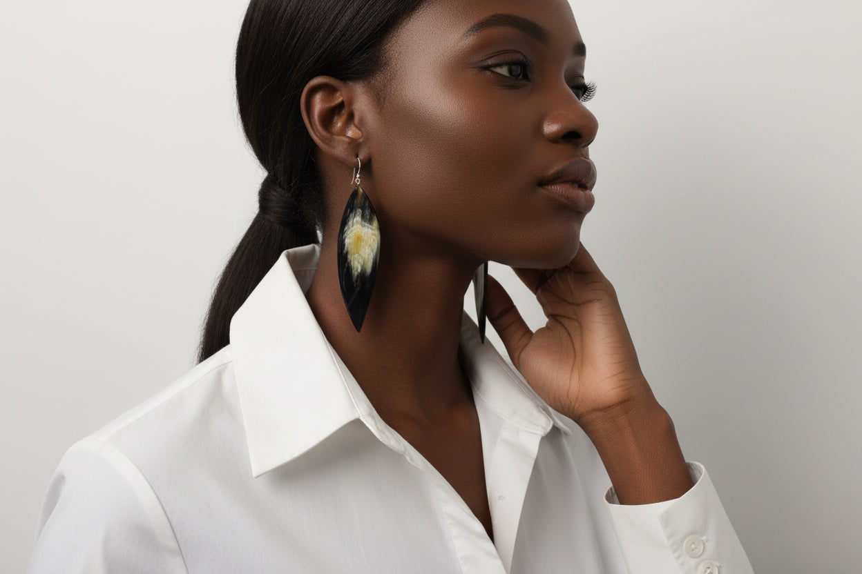 Oversized Horn Earring Twisted Marquise