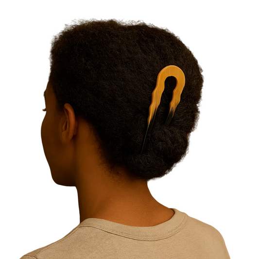Buffalo Horn French Hair Pin — Classic 2‑Prong Handcrafted Style