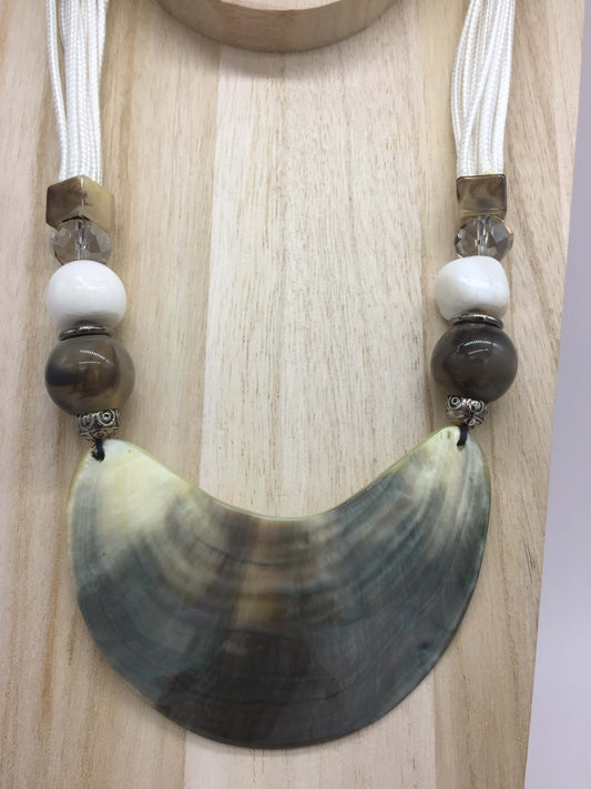 Natural Beauties Jewelry Half Moon Abalone Shell Multistrand Necklace Aria 20"