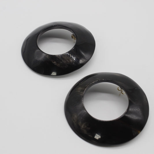 Domed Circle Horn  Earring Cut out center 